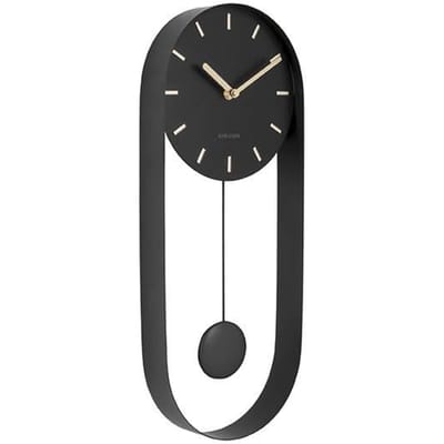 Karlsson Wandklok Pendulum Charm - Staal Zwart - 50x20x4,8cm - Wandklok Scandinavisch