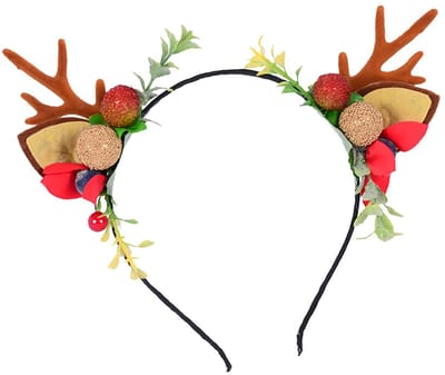 Dailygoods- Hoofdband Feestelijk Ontwerp - Kerst Hoofdband - Imitatie Pluche Gewei - Bessenclusters - Lichtgewicht - Antislip Haarclips - Feestelijke Hoofdband