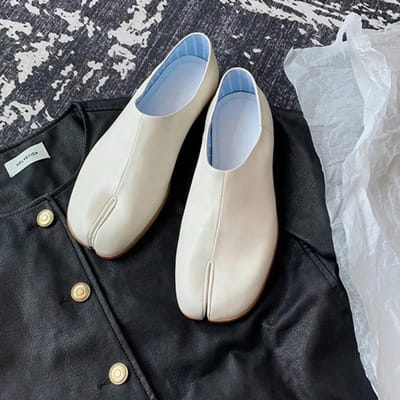 Platte Schoenen Zilver Tabi Ninja Schoenen Dames Split Teen Platte Schoenen Trotters Mocasines Mujer Effen PU Leer Loafers Dames Slip-on Slides 35 gray