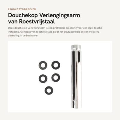 Dailygoods- Douchekopverlengstuk Roestvrij Staal - Douchearmverlengstuk - Badkameraccessoire - G1/2 Connector - Eenvoudig te Installeren - Elegant Design - Douchearm