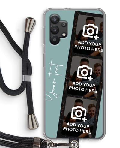Gepersonaliseerd - Case Company® - Hoesje met koord geschikt voor Samsung Galaxy A32 5G hoesje met Koord - Filmrol N°1 - Telefoonhoesje met Zwart Koord - Bescherming aan alle Kanten en Over de Schermrand