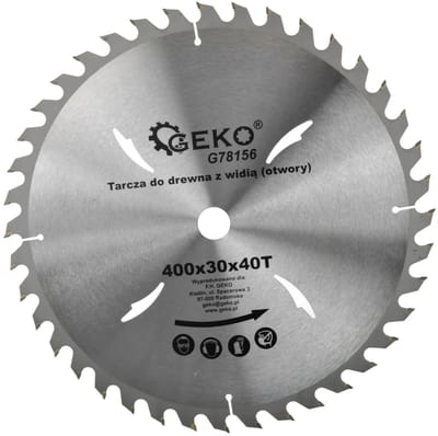 GEKO Cirkelzaagblad - 400 mm - Koelgaten - 40 Tanden - Houtbewerking