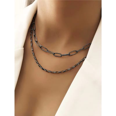 2pcs Collier Chaîne Minimaliste one-size or