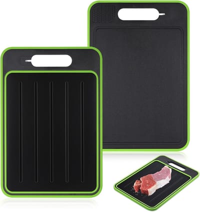 Snelle Ontdooiplaat - 31 x 21 CM - Snijplank - Multifunctionele dubbelzijdige snijplank - Met messenslijpzone, knoflookpureezone - Keuken Accessoires - Antiaanbakplaat - Metaallegering - Ontdooi Plank - Ontdooiplaat Vlees en Vis - Vlees Ontdooien