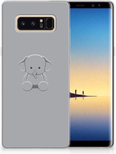Samsung Galaxy Note 8 Telefoonhoesje met Naam Grijs Baby Olifant
