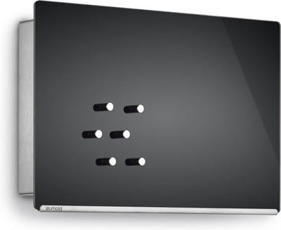 Sleutelkast met glazen magneetbord - zwart - 20 x 30 cm - inclusief 6 magneten