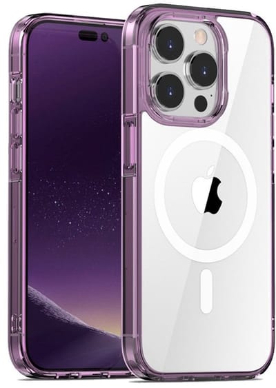 Mobiq - Schokbestendige MagSafe Case geschikt voor iPhone 16 Pro - transparant/paars