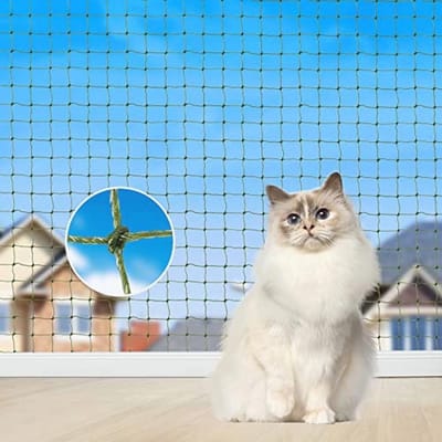 Kattennet voor Balkon en Terras - Draadversterkt Beschermingsnet met Bevestigingskoord