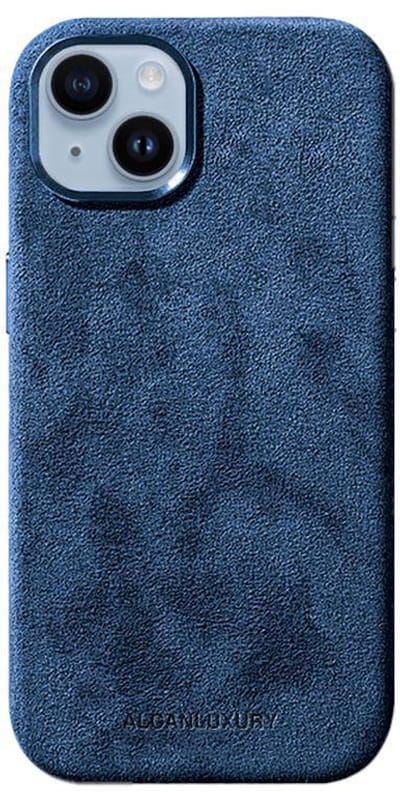 Alcanluxury Alcantara telefoonhoesje geschikt voor Apple iPhone 14 - Ocean Blue