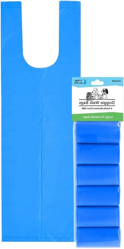 Hondentas Poepzakjes - Dierenbenodigdheden Honden - Hond Uitlaten - Met Strik Handvat - 72 Stuks - Blauw