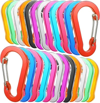 Set van 24 Aluminium D-Ring Carabiners - Ideaal voor Sleutels, Kamperen, Rugzakken en Vissen in 12 Kleuren
