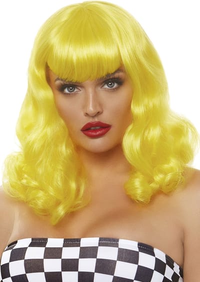Retro bang curly bob wig