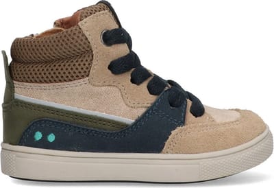 BunniesJR 224751-408 Jongens Hoge Sneakers - Taupe - Leer - Veters