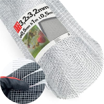 LUN FIX - Fijnmazig gaas - 3,2x3,2 mm - Ø0,5mm - 1x0,5m - Draadgaas, Fijnmazig - Insectenbescherming