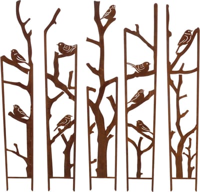 Esschert Design Trellis Klimrek 5-delig Vogels 117 cm – Metalen Plantenrek voor Klimplanten – Decoratief Tuinrek
