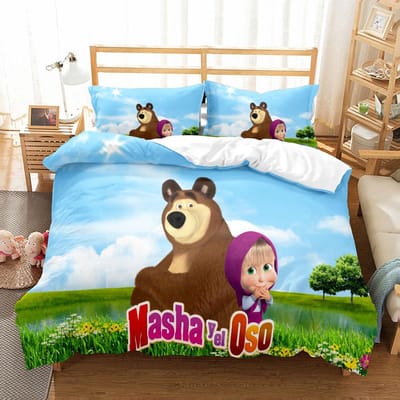 Cartoon Kinder Beddengoed Set King Queen Double Full Twin Single Maat Meisje Y El Oso Bedlinnen Set 173x218cm