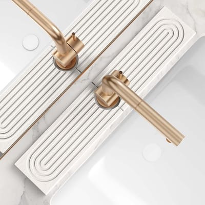 Diatomeeënsteen Droogmat voor Kraan - Vochtabsorberend en Beschermend - Formaat 40x10cm - Lichtgrijs - Voor Keuken en Badkamer - 1 Stuk