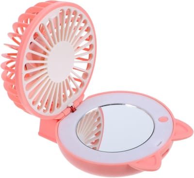 VHV - Spiegelventilator - mini ventilator met spiegel - USB oplaadbaar - met LED - voor make-up, tas, reis, bureau