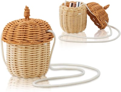 rieten mand in paddenstoelvorm voor buiten, kinderen, decoratie, fotografie-rekwisieten (Kleine dennenappel)