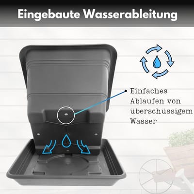 Zwarte Grote Buitentegels Set van 2 - 40 x 40 cm - Robuuste Hoek Plantenpotten - Vorstbestendig en Met Ondervoorzet - Geschikt Voor Tuin en Patio