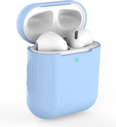 New Age Devi - Blauwe Siliconen Beschermhoes geschikt voor AirPods - Geschikt voor Apple - Duurzaam en Stijlvol