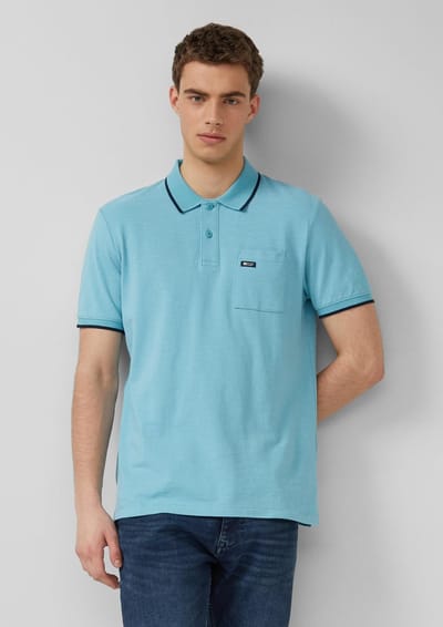 Katoenen piqué polo met logo en borstzak s.Oliver