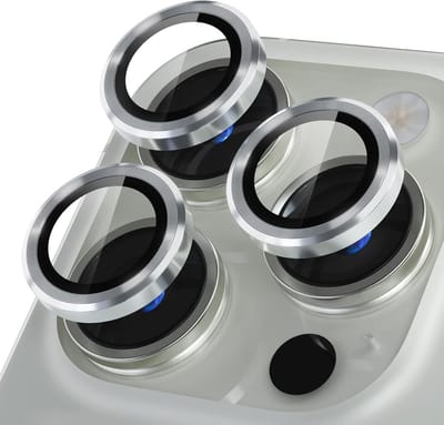 Camera lens beschermer Geschikt voor: iPhone 16 Pro - Premium HD Clear Tempered Glass Lens Cover Protector [Case Friendly] Zilver