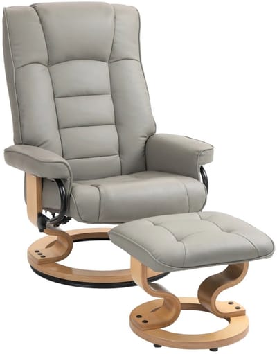 Relaxfauteuil met Voetenbank - Fauteuil - Moderne Relaxstoel - Kantelbaar tot 130° - Verstelbare Rugleuning - 360° Draaibaar - tot 150 kg - Relaxstoel - Ligstoel - TV Stoel - Loungestoel - Leesstoel - Grijs
