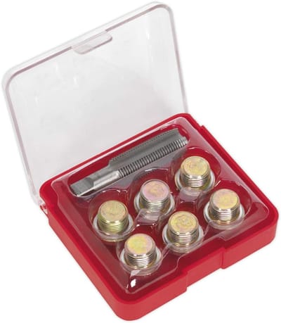 Olieaftapstop Schroefdraadreparatieset - Reparatieset Aftapplug - Auto Onderhoud - M17 Schroefdraad - 15 mm Steek - Rood