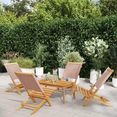 Tuinstoelen Inklapbaar - Houten stoelen - Buiten Zitten - Massief Acaciahout - 4 stuks - Taupe