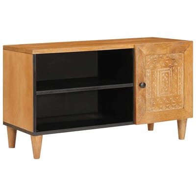 vidaXL - TV - Eenheden - met - plank - Lichtbruin - 80 - x - 33 - x - 46 - cm - Bewerkt - hout