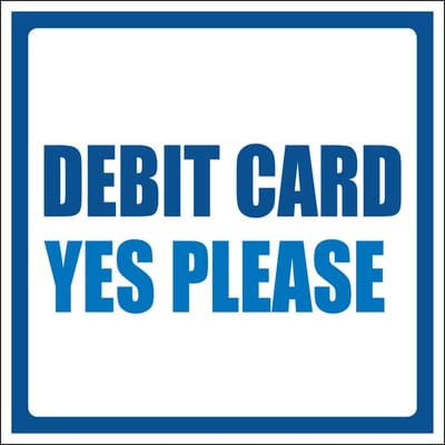 Debit card yes please sticker 50 x 50 mm - 10 stuks per kaart
