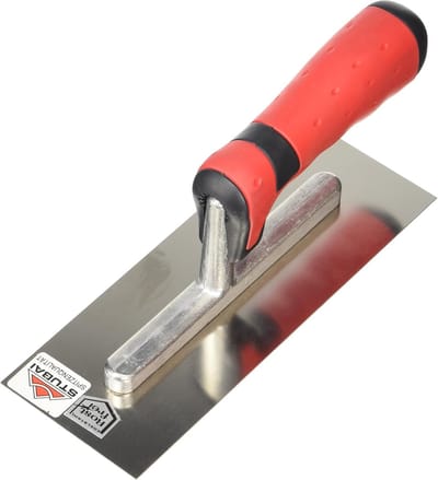 Midget Troffel - Metseltroffel Voegtroffel - Nauwkeurig Metselwerk - Comfortabel 2C-Handvat - 203x76x0.7mm - Zilver Rood Zwart