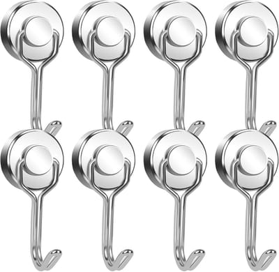 Sterke Magnetische Haken Draaibaar - Neodymium Magneten met Haak voor Keuken en Buiten 8 stuks