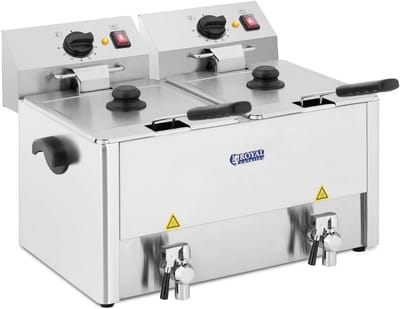 Dubbele Friteuse - Professionele Frituurpan - Grote Keuken - Dubbele Thermostaat - 2x13 Liter - Zilver