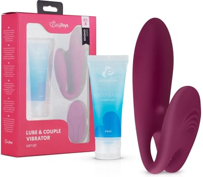 Easy Choice - Koppel Vibrator - Sex Toys voor Vrouwen en Mannen - Vibrators voor Vrouwen - Dubbele Stimulatie - Glijmiddel Waterbasis - EasyGlide Glijmiddel - Erotische Giftset - Cadeau Man en Vrouw - EasyToys - Paars