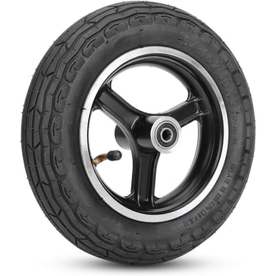 Pneu de scooter électrique gonflable en caoutchouc de 10 pouces, moyeu de roue avant en alliage d'aluminium, figure symétrique black