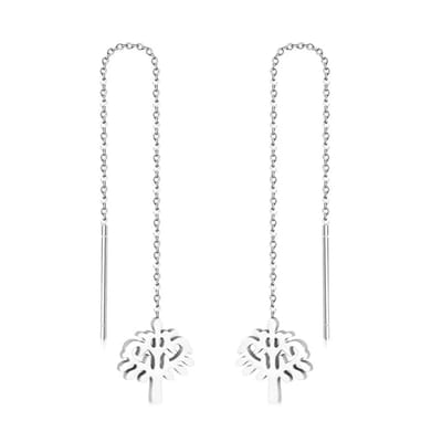Aramat Jewels | Oorbellen | Trendy Doortrek Oorbellen levensboom | Zilverkleurig | | | | Kinderen, Volwassenen | Verkleurd niet