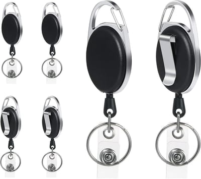 Badge Reel Set van 6 Stuks, Retractable ID Kaarthouder met Clips en Sleutelring voor Professioneel Gebruik