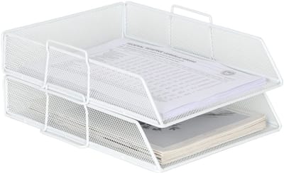 Dailygoods- Vijlhouder 2-laags - Stapelbare A4 Organiser - Kantoorbureau Opbergoplossing - Duurzaam Roestvrij Staal - Elegante Industriële Uitstraling - Briefbak