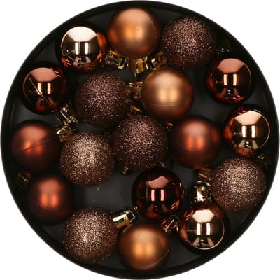 Atmosphera Kerstballen - 18x st - bronskleurig - kunststof - glans en mat - kerstversiering