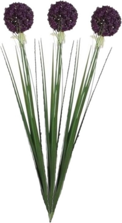 Mica Decorations Kunstbloemen - 4x stuks - Allium bol bloem - sierui - paars - 80 cm - steelbloemen