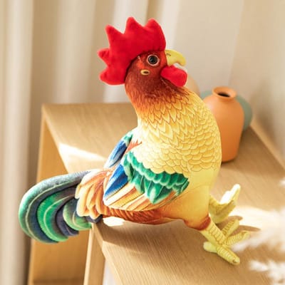 1 Pièce 3444cm Simulation Coq Peluche Poupée Oreiller Rouge Debout Poulet Réaliste Jouet Décoration de Maison Cadeau Pour Garçons et Filles about 34cm red