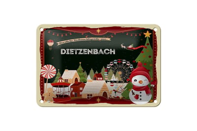 Blechschild Weihnachten Grüße DIETZENBACH Geschenk Dekoration 18x12cm