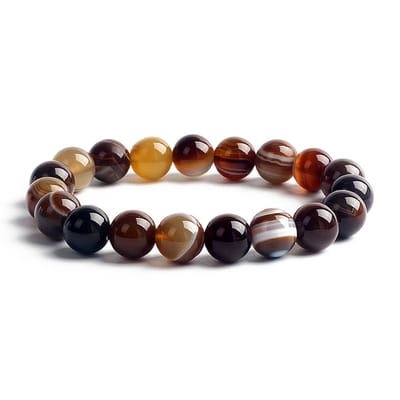 Bixorp Gems Koffie Botswana Agaat Edelstenen Armband 10mm - Edelsteen Kralenarmband - Spiritueel Cadeau - 18cm