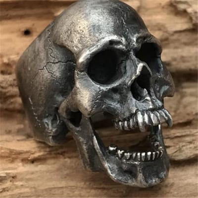 Vintage Heren Gothic Zwarte Kleur Rvs Skull Ring Gehoornde Rock Biker Ringen Voor Heren Punk Sieraden Maat 7 -14 14 black