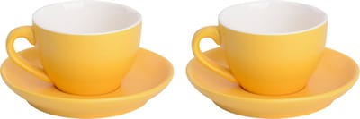 Palmer - Colors - Cappuccino kop en schotel - 2 stuks - 18 cl - Geel - Porselein - Koffiekopjes