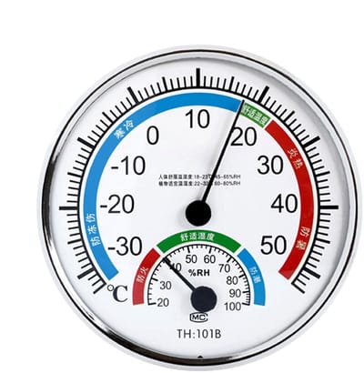 Temperatuur Vochtigheidsmeter - Analoge Hygrometer Thermometer - Binnen Buiten Meten - Dubbele Wijzerplaat Metingen - 13x13cm
