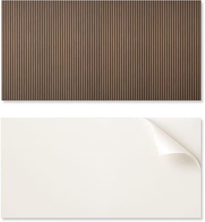 Zelfklevend decoratief paneel voor snelle wandrenovatie, verticale houten latten van 100x50 cm.