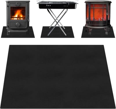 Famanu – Vuurvaste onderlegger - 50 x 50 cm - hittebeschermingsmat - hittebestendig - brandbeschermingsmat - niet brandbaar - BBQ-grillmat voor gasgrill - houtskoolbarbecue - zwart